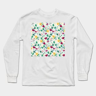 Pretty Colorful Wild Floral White Design Long Sleeve T-Shirt